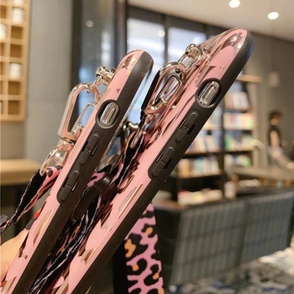 Pink GLAM Animal Print iPhone Case w/Strap or Lanyard - Picture 7 of 10